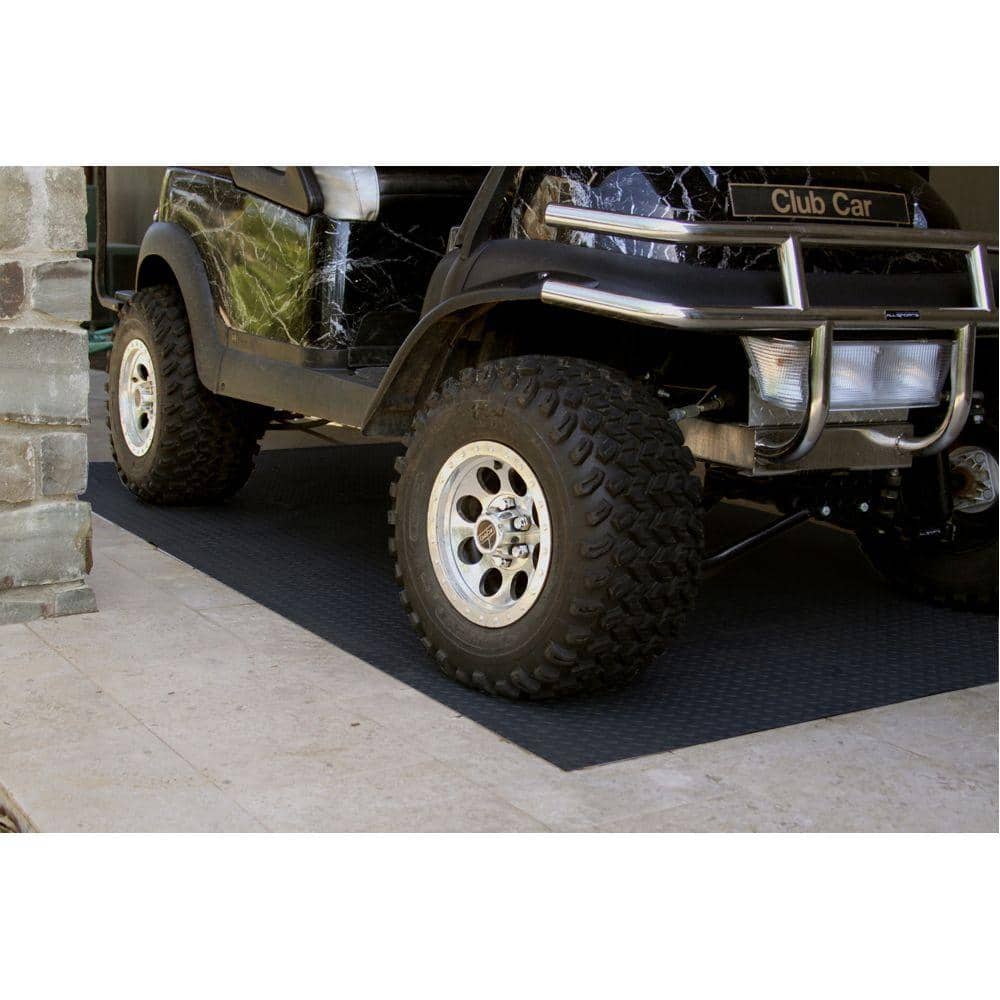 Textured Slip Resistant Diamond Plate 5 ft. x 9 ft. Black Garage Flooring Roll Vinyl Golf Cart Mat, 23 sizes available - Hercitys