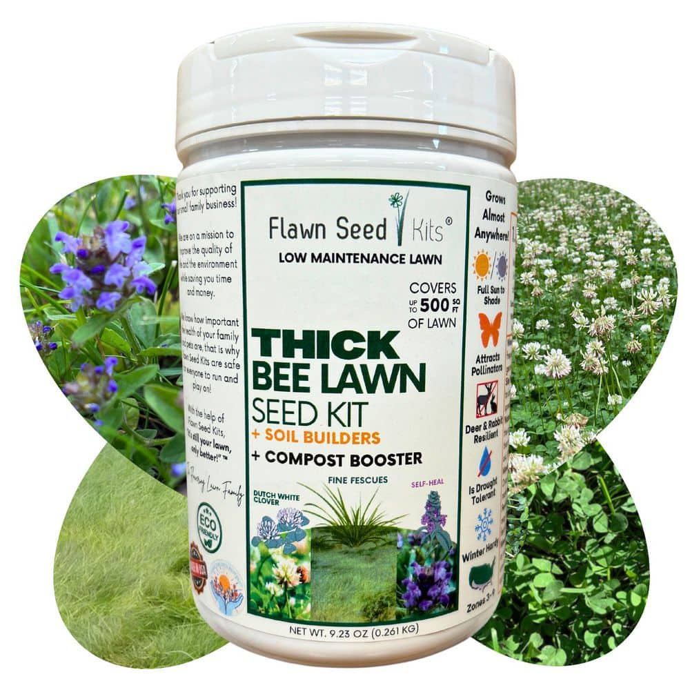Thick Bee Lawn Flower Seed, Easy Spread Shaker, Low Mnt, Pet, Kid, Eco-Friendly, Regenerative, Covers Up to 500 Sq. ft. - Hercitys