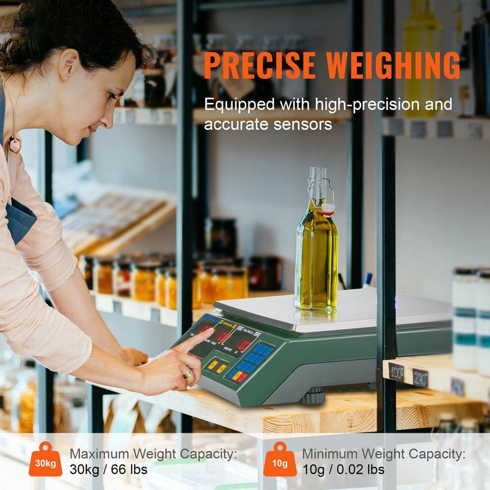 66 lb. Electronic Price Computing Scale, High-Precision Digital Deli Weight Scales, LED Display Commercial Food Weighing - Hercitys