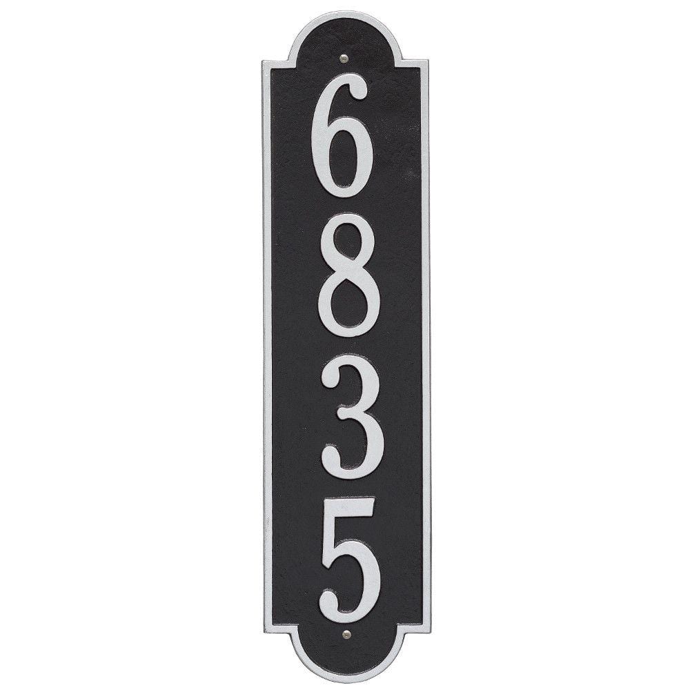 Richmond Estate Rectangular Black/Silver Wall 1-Line Vertical Address Plaque - Hercitys