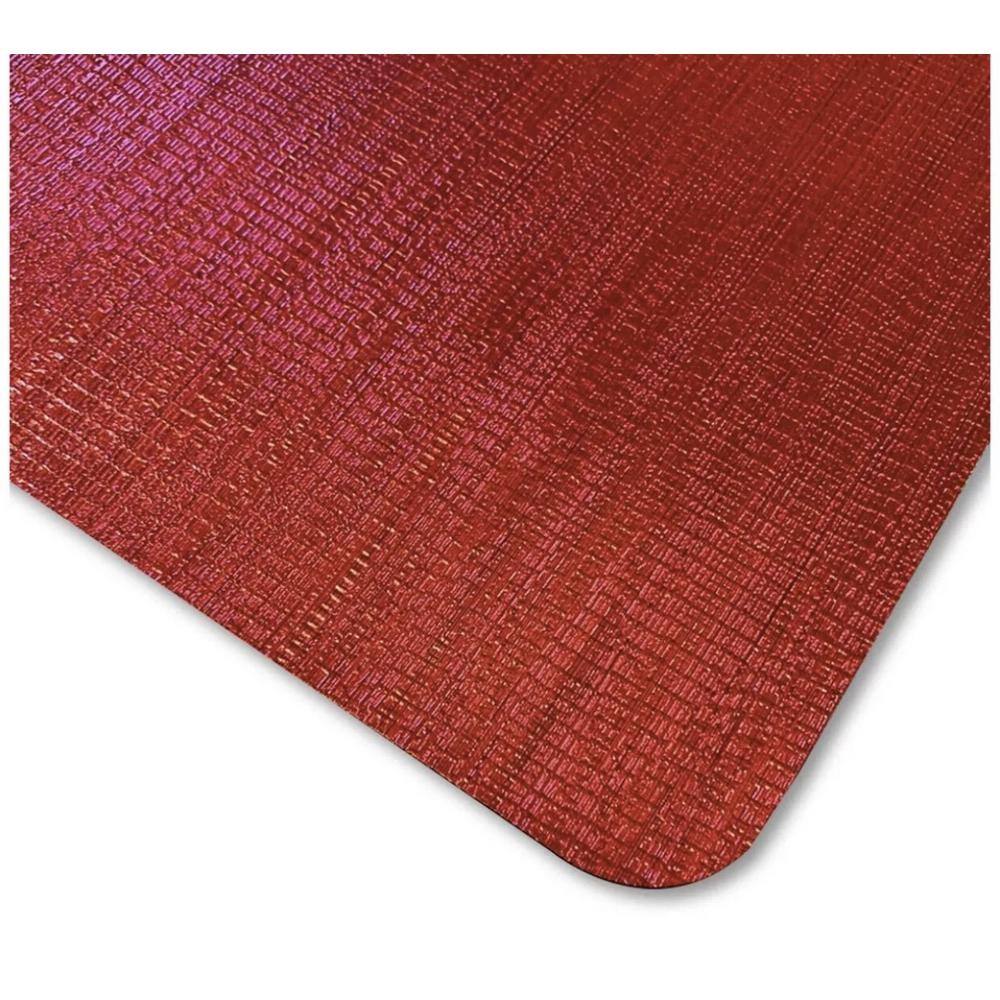 Galaxy Metallic 18 in. x 12 in Red Vinyl Smooth Linear Striped Textured Reversible Rectangular Placemat Set of 8 - Hercitys