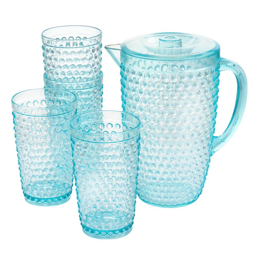 Malone 5-Piece Plastic Pitcher and Tumbler Set in Light Blue - Hercitys
