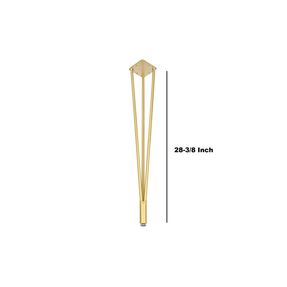 Kingsman 28-3/8 in. Satin Champagne Gold Solid Steel Metal 3 Rods Hairpin Table Leg with Adjustable Base (4-Pack) - Hercitys