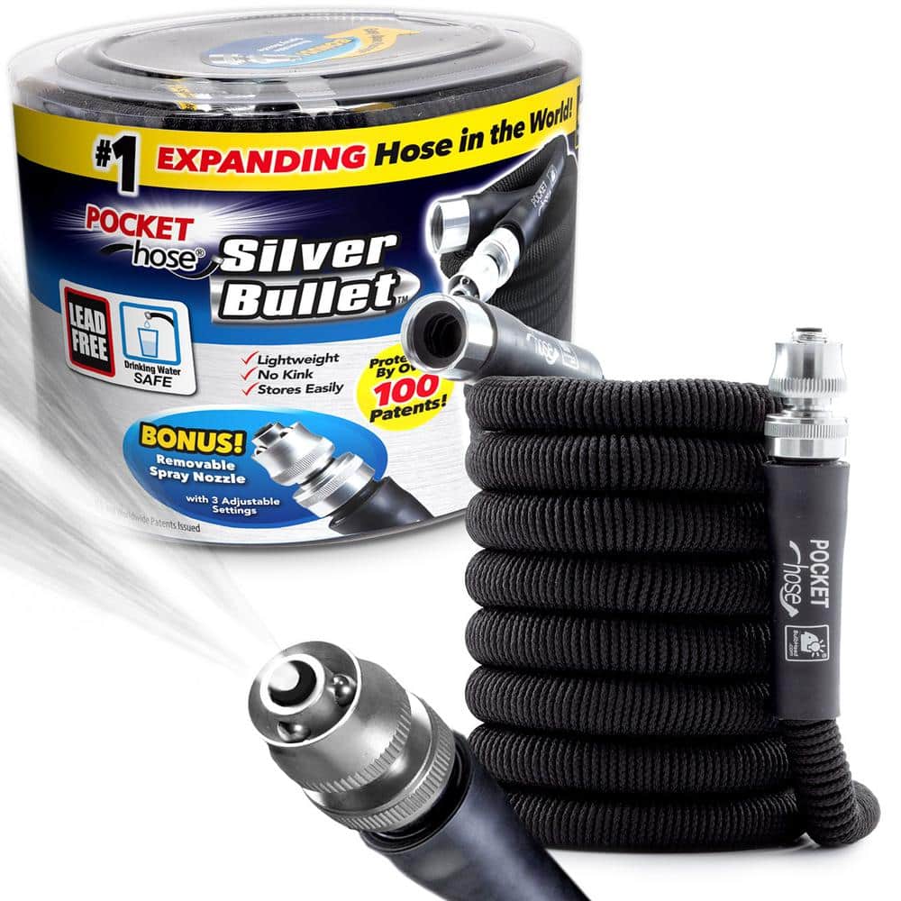Silver Bullet 3/4 in. Dia x 50 ft. Lightweight Kink-Free Expandable Water Garden Hose - Hercitys
