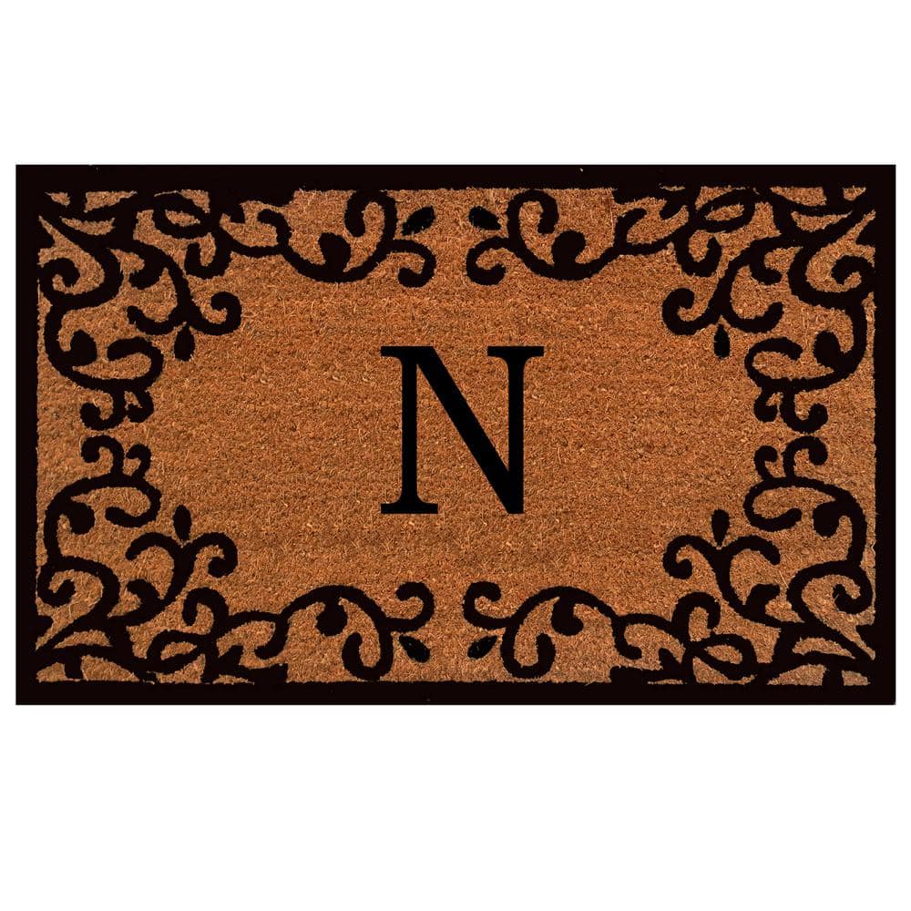 Chateaux Monogram Door Mat 24 in. x 36 in. (Letter N) - Hercitys