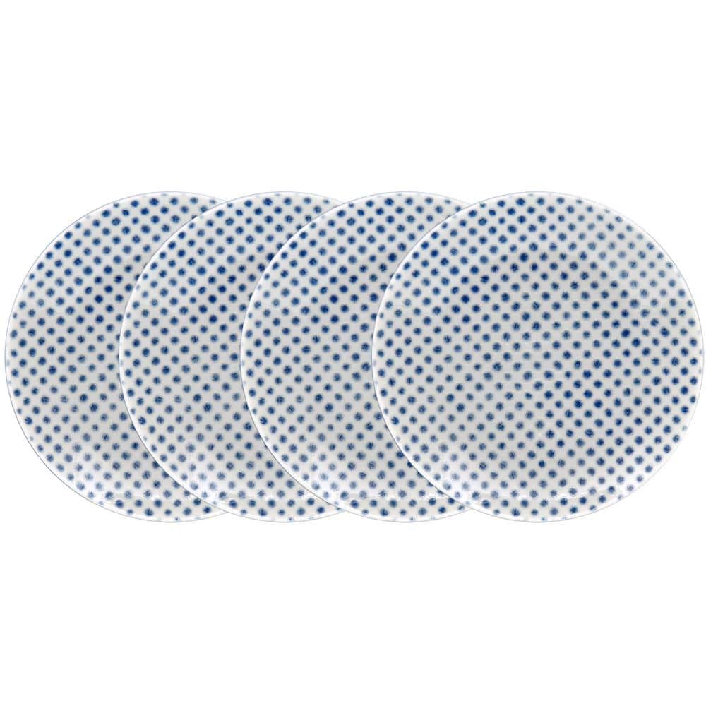 Blue Hammock 6.5 in. (Blue) Porcelain Dots Coupe Appetizer Plates, (Set of 4) - Hercitys