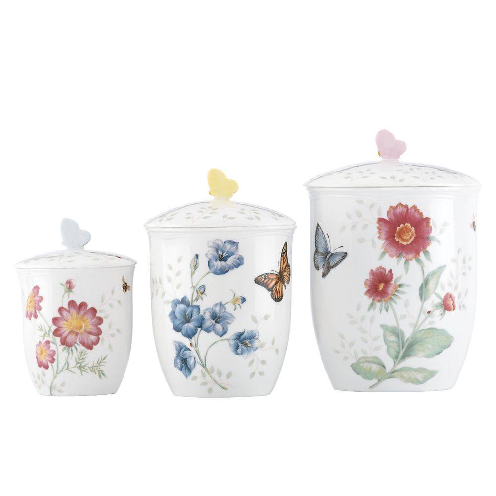 Butterfly Meadow 3 -Piece Porcelain Canister Set - Hercitys