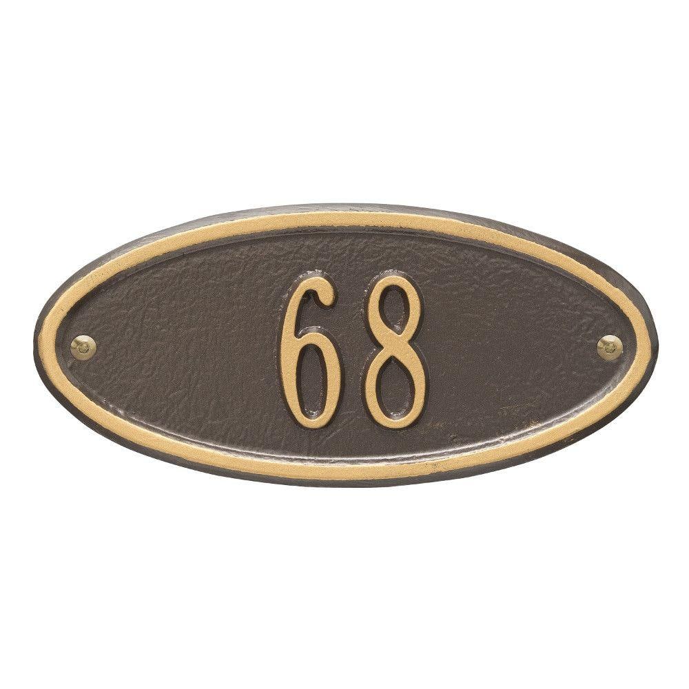 Madison Petite Oval Bronze/Gold Wall 1-Line Address Plaque - Hercitys