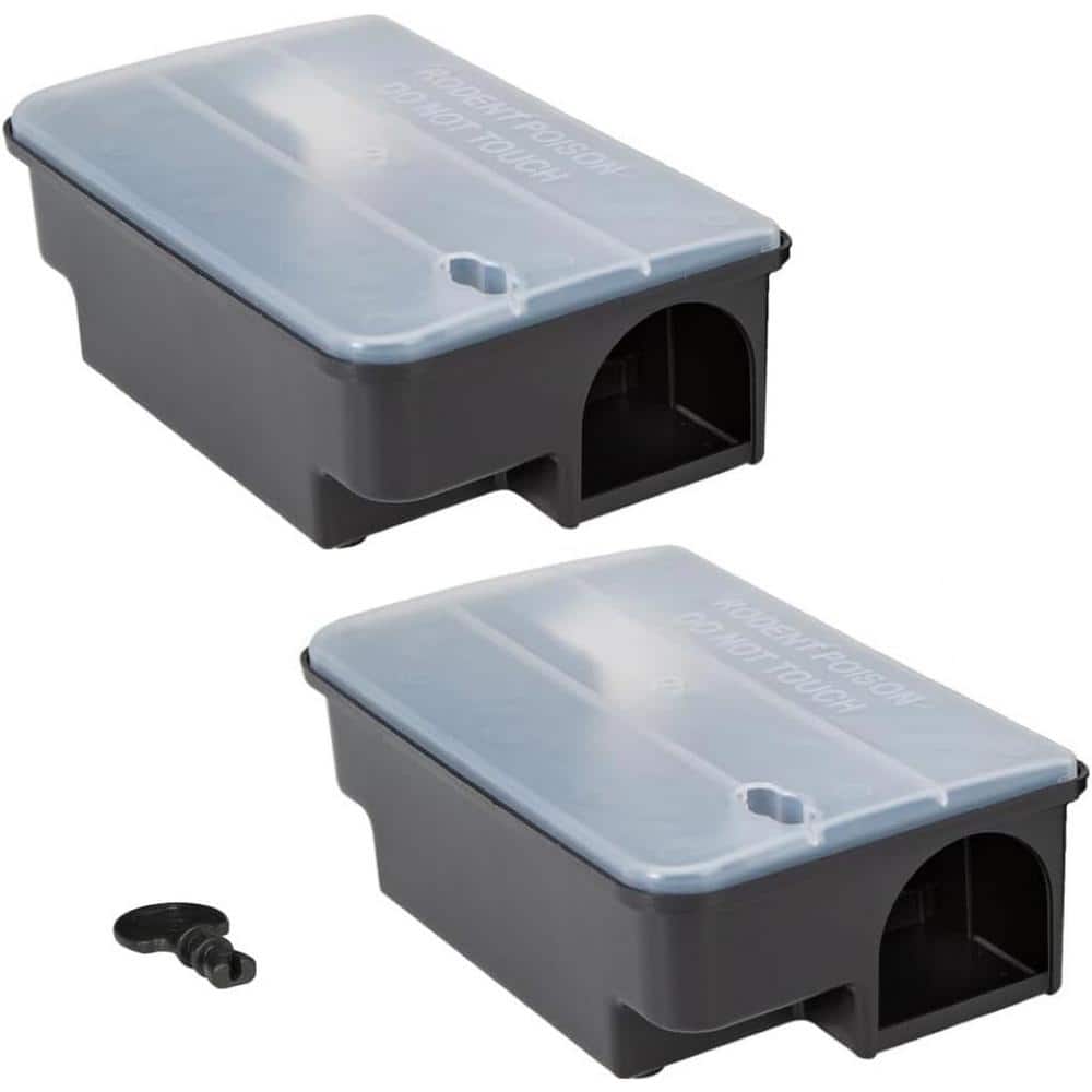 Indoor/Outdoor Mouse and Rat Trap with Transparent Lid in Black (2 Pack) - Hercitys