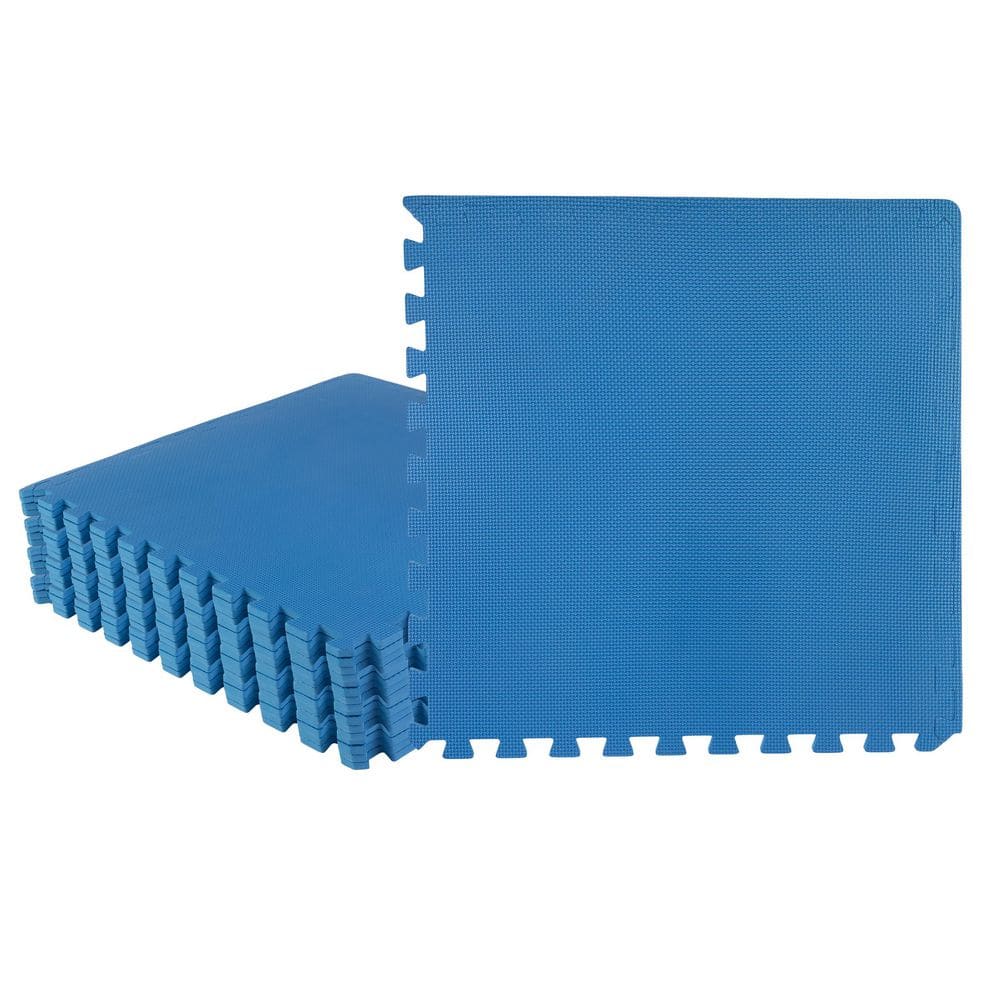 Interlocking Blue 25 in. W x 25 in. L x 0.5 in Thick Exercise/Gym Flooring Foam Tiles – 16 Tiles/Case (64 sq. ft.) - Hercitys
