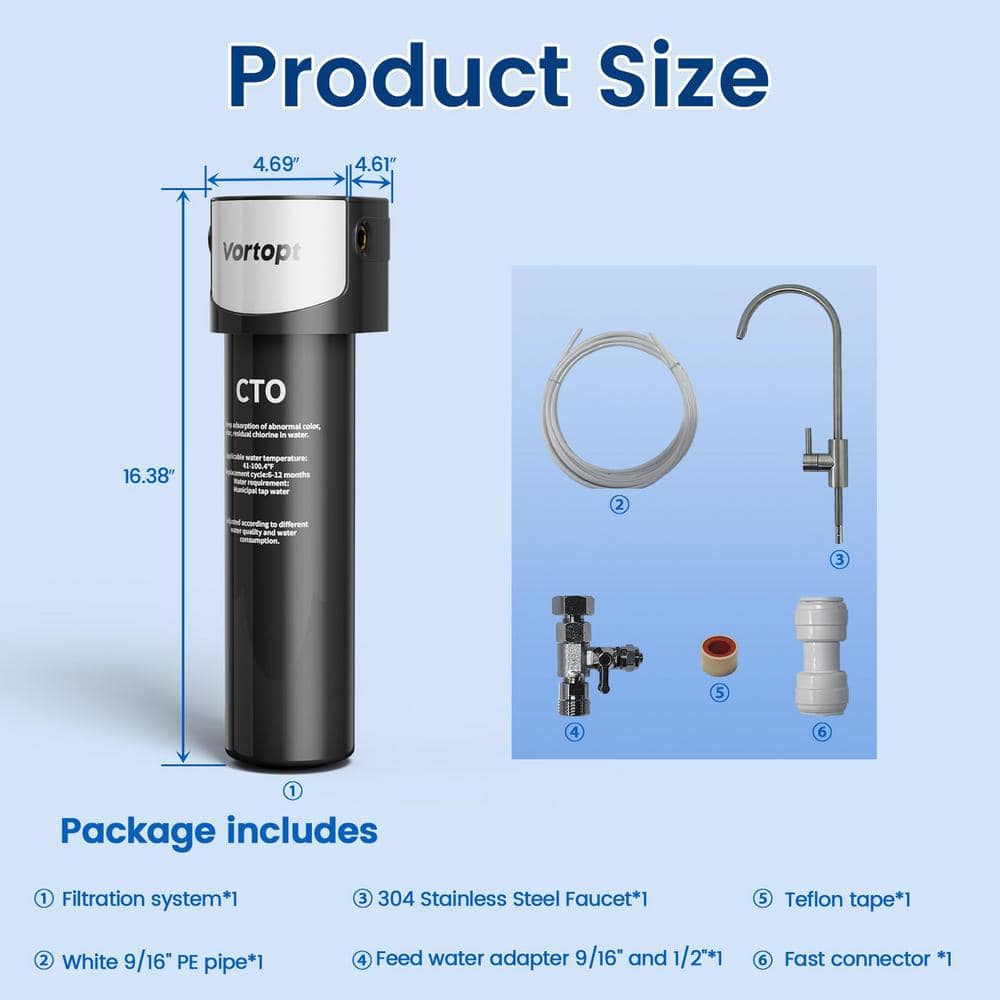 Under Sink Water Filter System – NSF/ANSI 42 Certified Water Purifier, 19000 Galloons Large Flow Flux - Hercitys