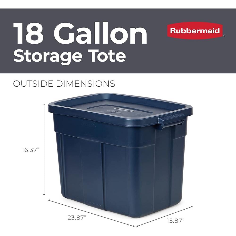 Roughneck️ Storage Totes with Lids, 18 Gallon, Dark Indigo Metallic-6 Pack - Hercitys