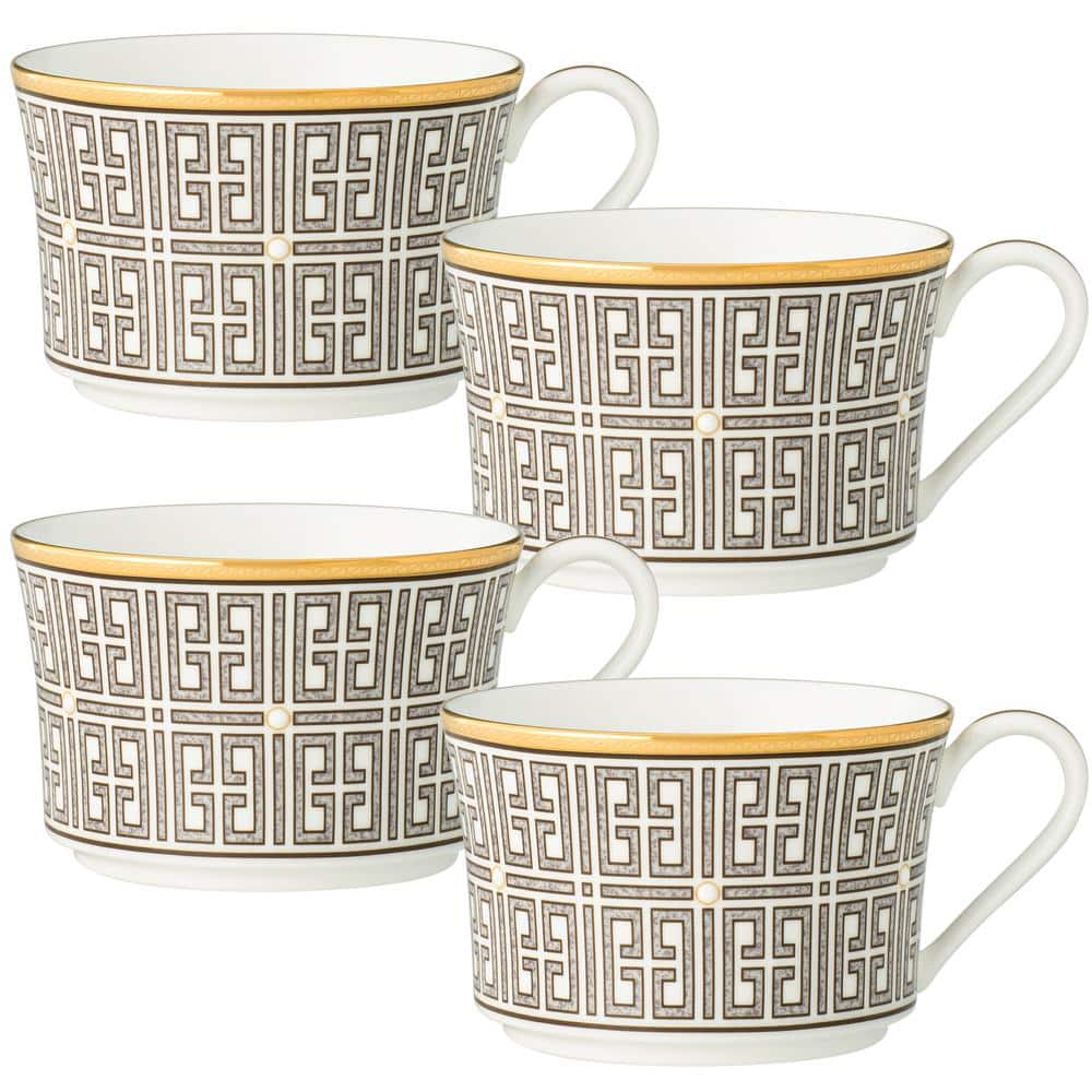 Infinity Bronze 7.5 fl. oz. (Bronze) Bone China Tea Cups, (Set of 4) - Hercitys