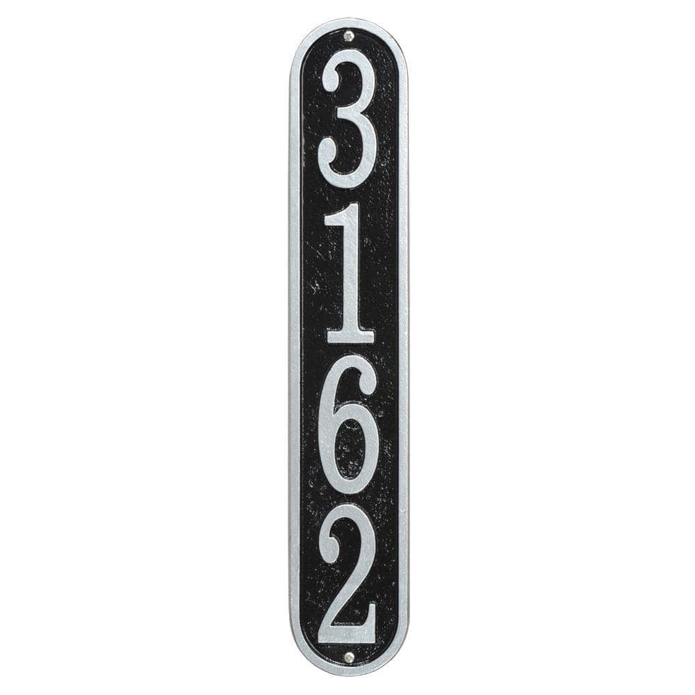 Fast and Easy Vertical House Number Plaque, Black/Silver - Hercitys