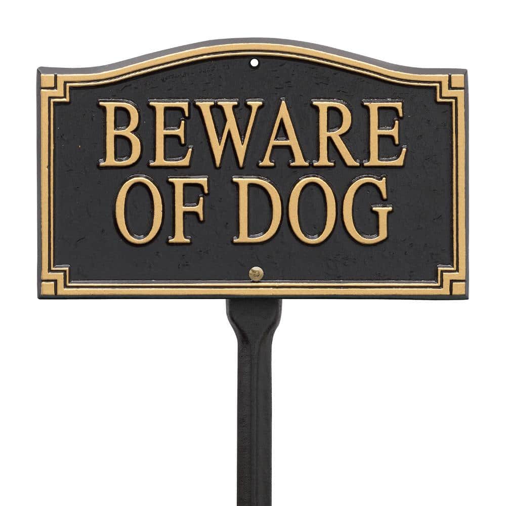 Black/Gold Beware of Dog Statement Plaque - Hercitys