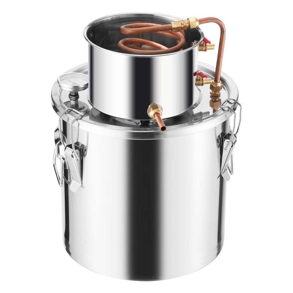 Alcohol Still, 5 Gal. / 19 L Stainless Steel Water Alcohol Distiller, Home Brewing Refining Fermentation Kit, Silver - Hercitys