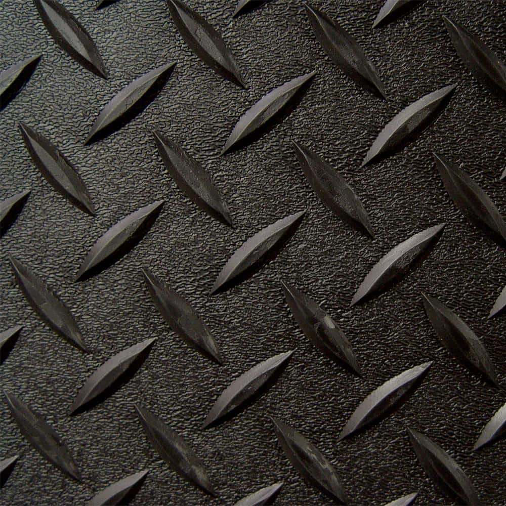 Textured Slip Resistant Diamond Plate 5 ft. x 6 ft. Black Vinyl Garage Flooring Roll Pet Pad/ATV Mat, 23 sizes available - Hercitys
