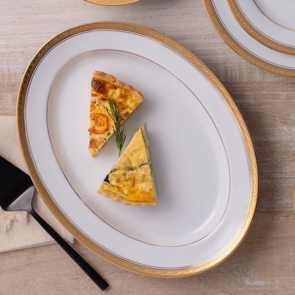 Crestwood Gold 14 in. (Gold) Porcelain Oval Platter - Hercitys