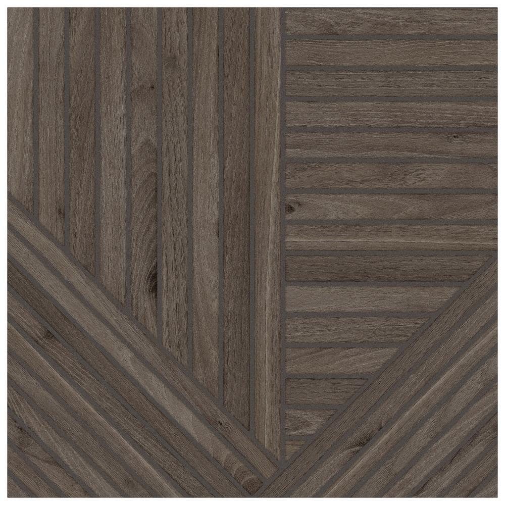 Tangram Wood Walnut 17-3/8 in. x 17-3/8 in. Porcelain Floor and Wall Tile (14.91 sq. ft./Case) - Hercitys