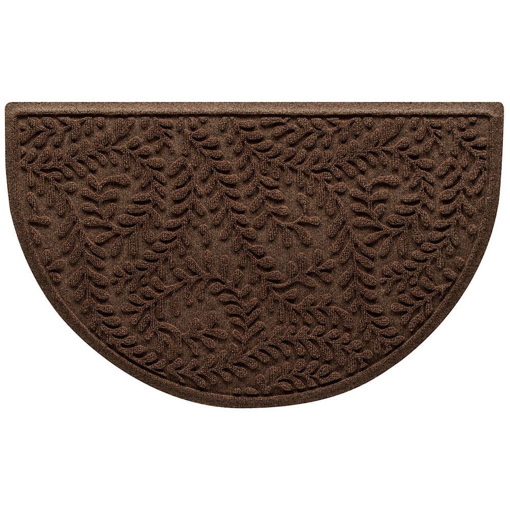 Waterhog Boxwood Dark Brown 24 in. x 39 in. Half Round PET Polyester Indoor Outdoor Doormat - Hercitys