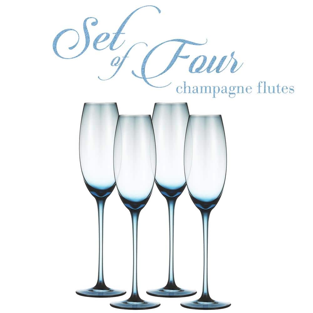 Luxurious and Elegant Blue Colored 7.3 oz. Champagne Flutes (Set of 4) - Hercitys