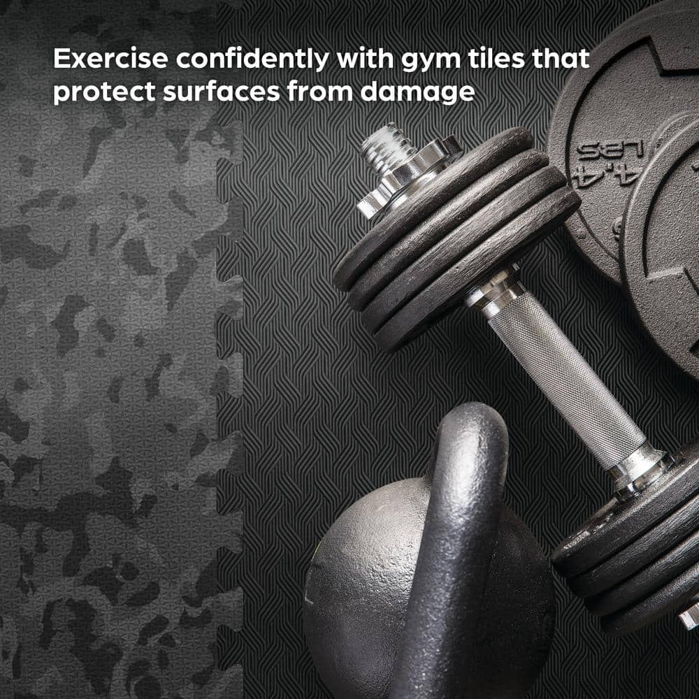Gray Camo 25 in. x 25 in. x 0.55 in. Dual Sided Impact Foam Gym Tile (17.35 sq. ft.) - Hercitys