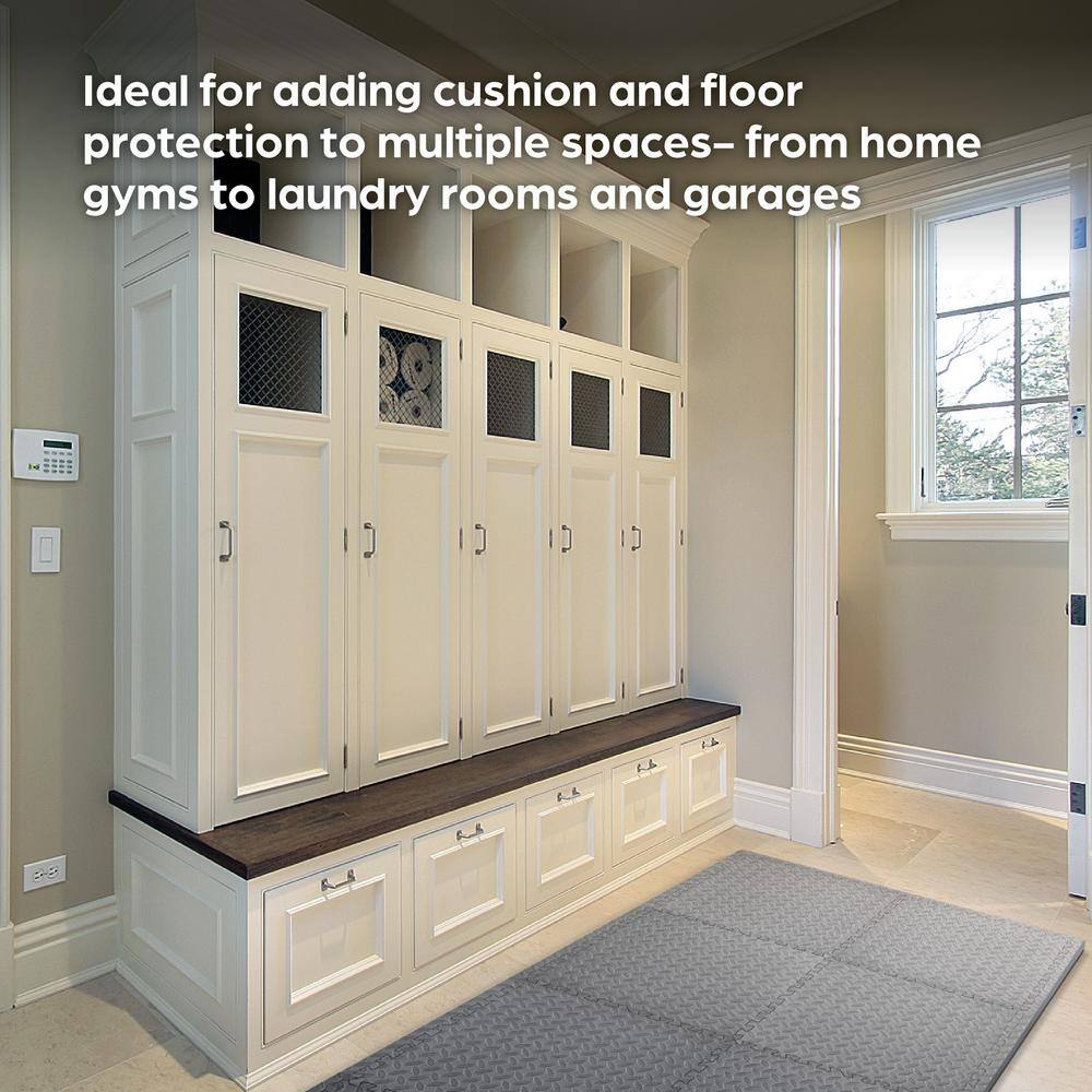 Gray 24 in. x 24 in. x 0.47 in. Foam Interlocking Floor Mat (6-Pack) - Hercitys