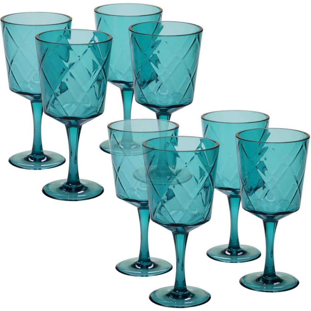 8-Piece 13 oz. Teal Acrylic Goblet Glass - Hercitys