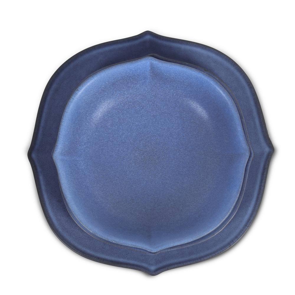 Baskerville 24-Piece Blue Stoneware Dinnerware Set (Service for 8) - Hercitys