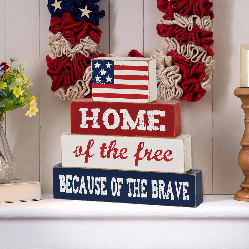 8.07″H Patriotic Wooden Word Sign Table Decor - Hercitys