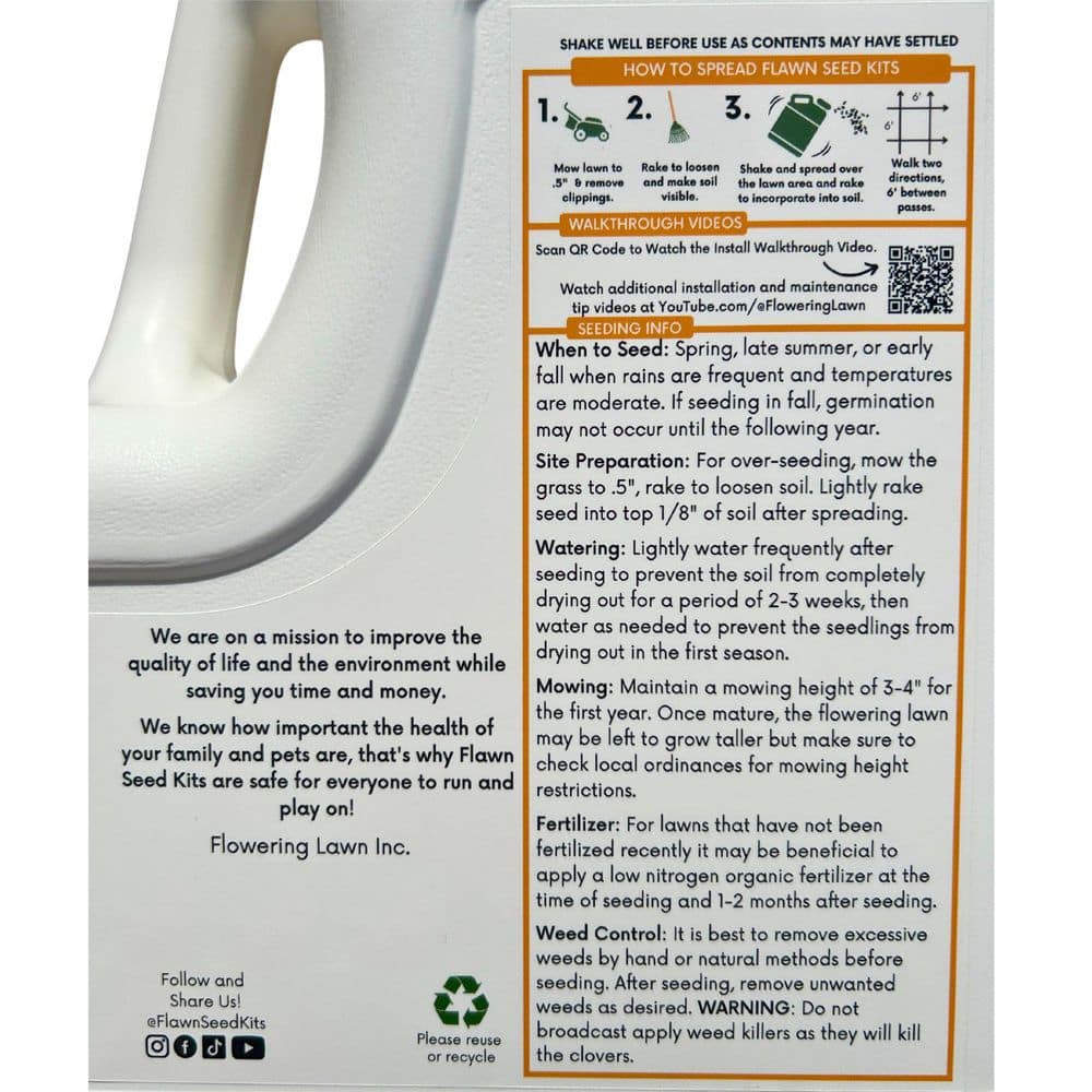 Thick Bee Flower Lawn Seed, Easy Spread Shaker, Low Mnt, Pet, Kid, Eco-Friendly, Regenerative,Covers Up to 2,500 sq. ft. - Hercitys