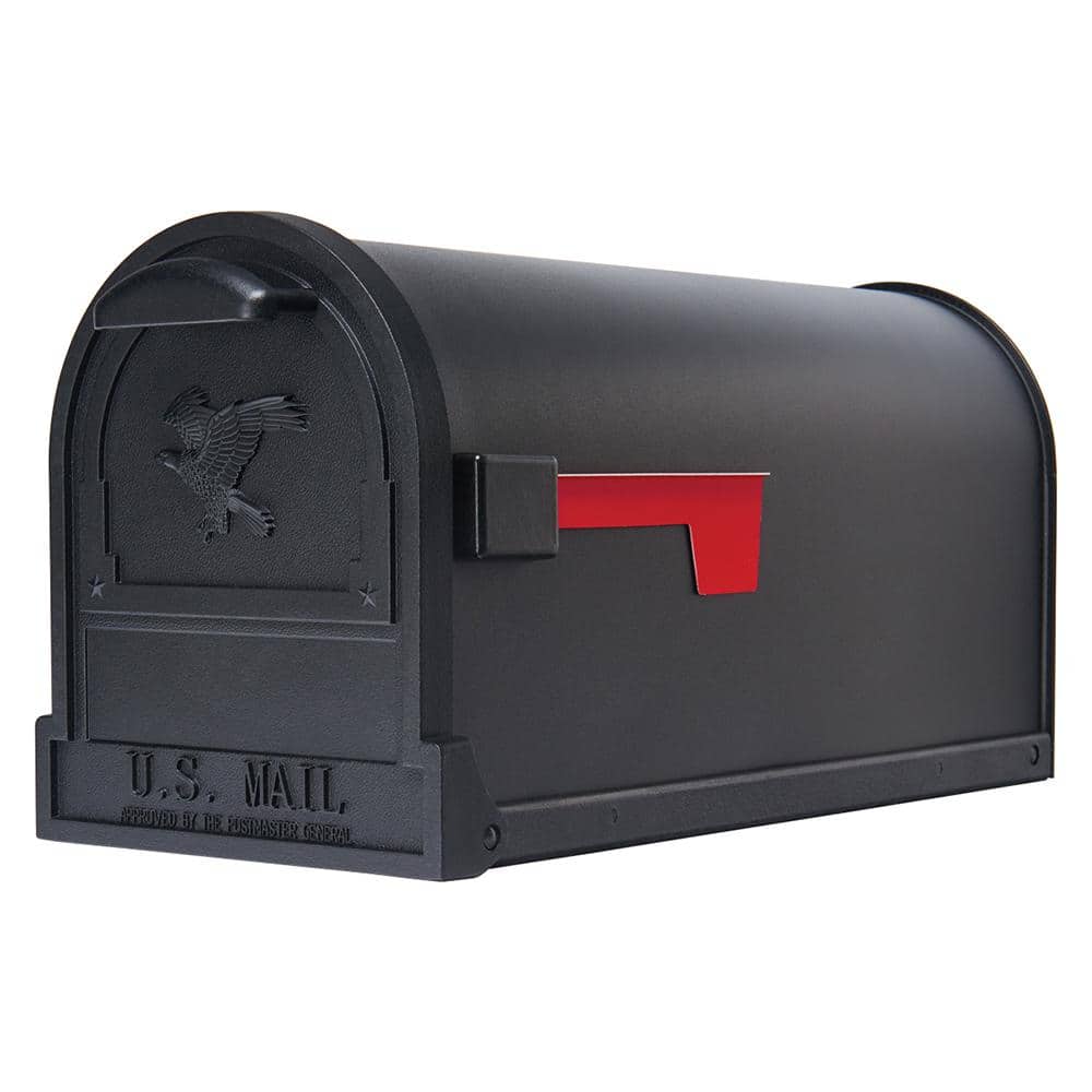 Arlington Textured Black, Large, Steel, Post Mount Mailbox - Hercitys