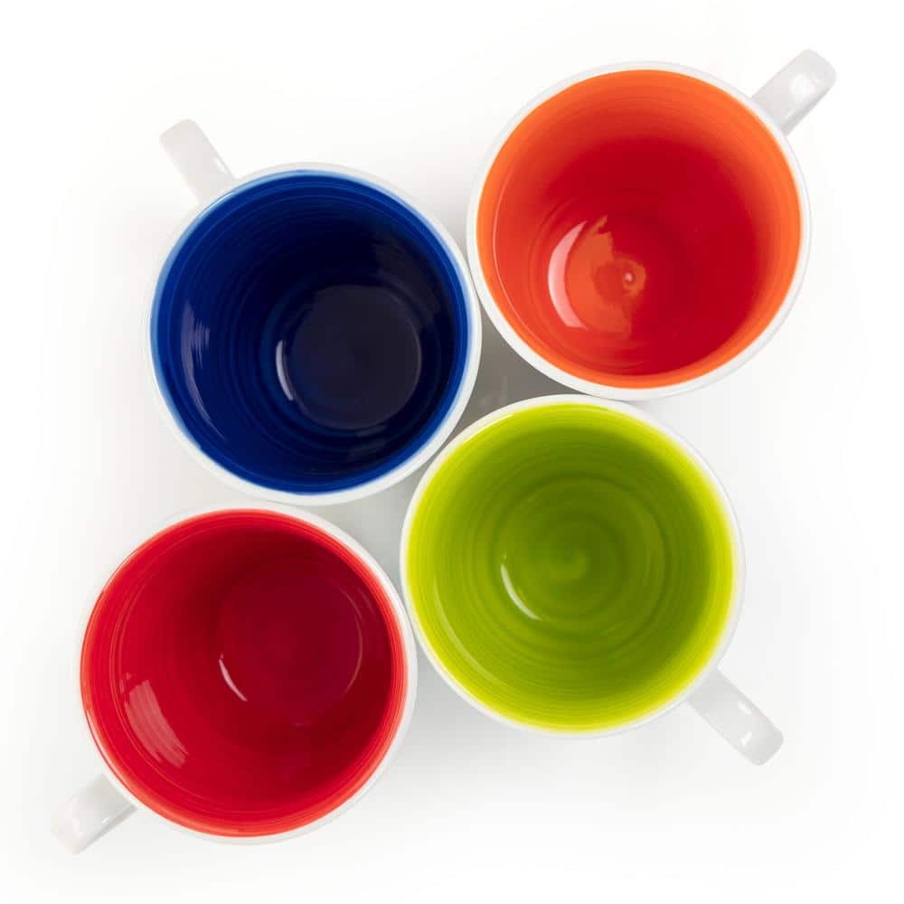 Crenshaw 4-Piece 12 oz. Ceramic Mug Set in Assorted Colors - Hercitys