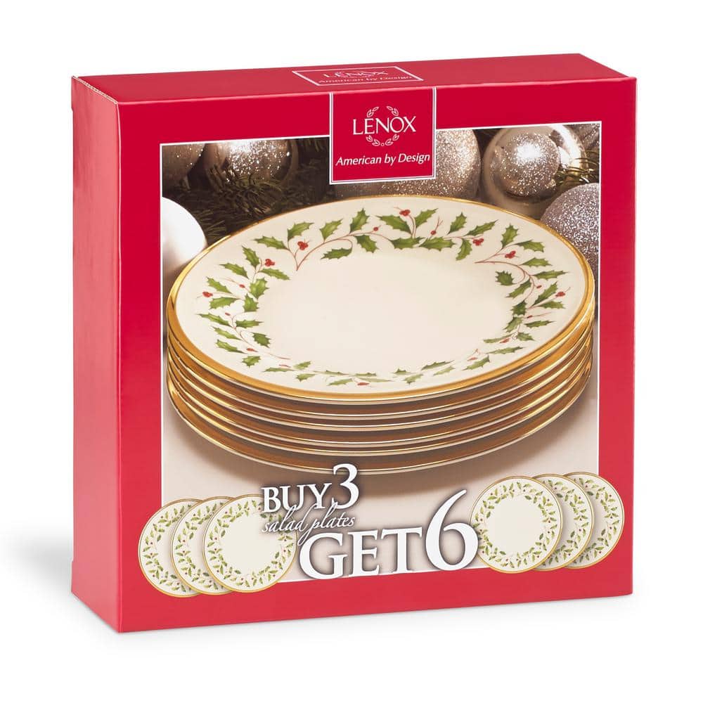 Holiday 6-Piece Seasonal Ivory Bone China Dinnerware Set (Set of 6 Salad plates) - Hercitys