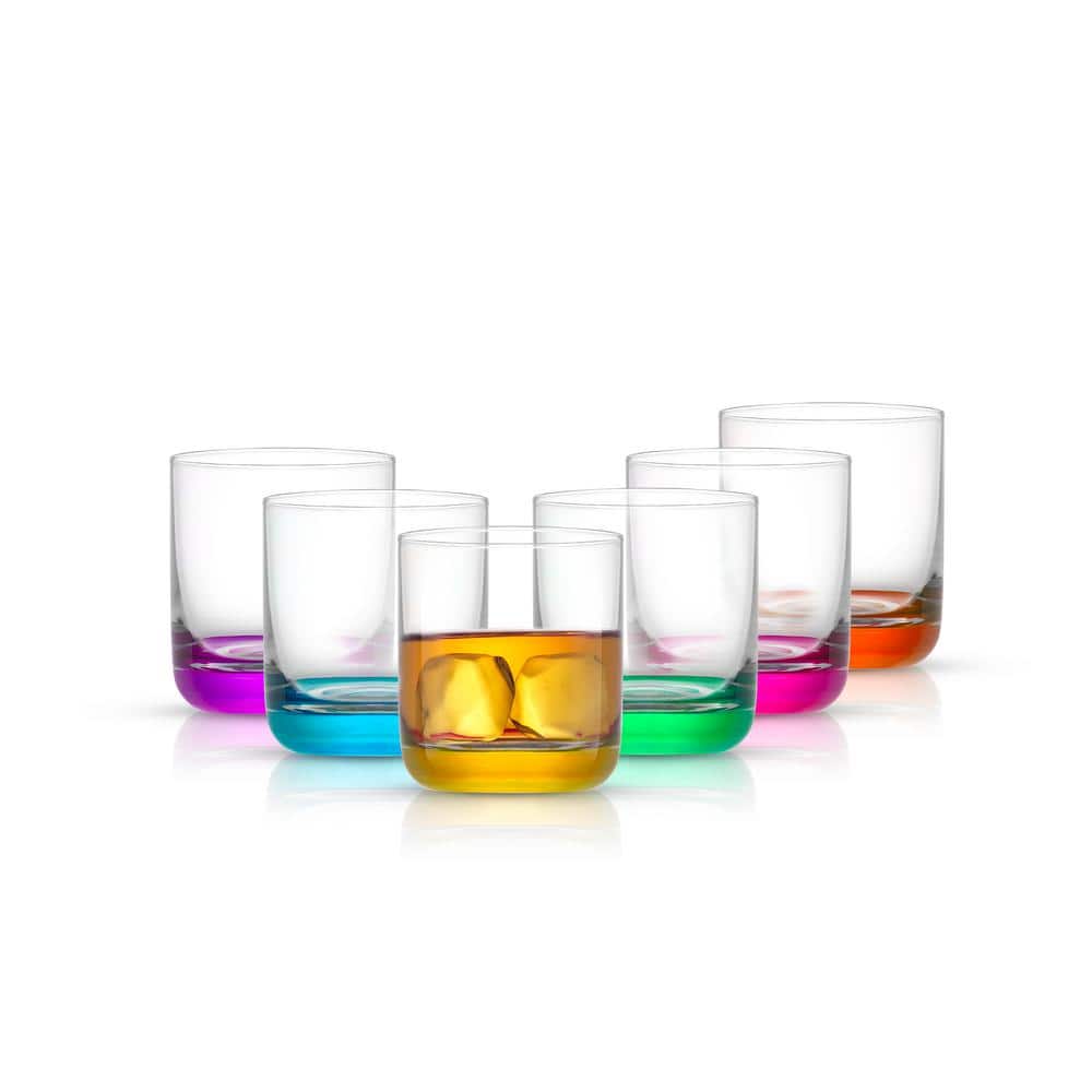 Hue 10 oz. Multi Colored Double Old Fashion Drinking Glass (Set of 6) - Hercitys
