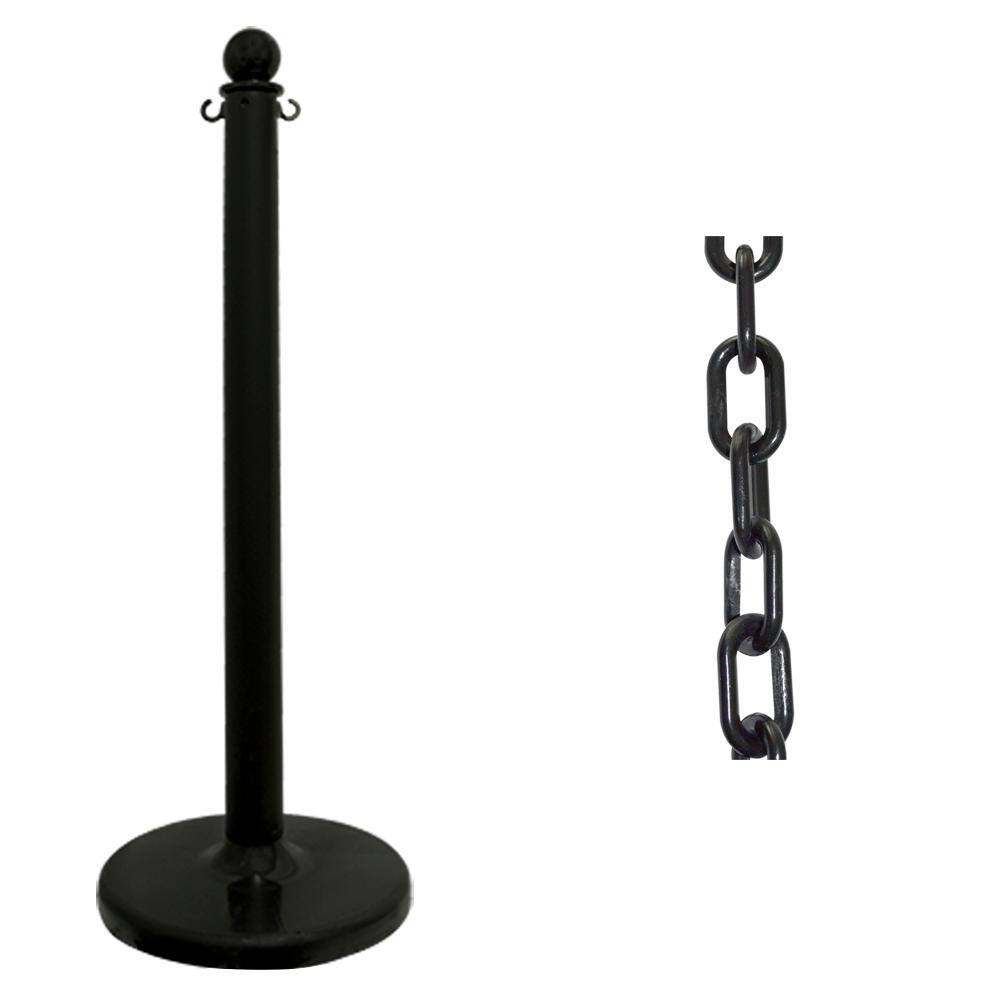 Medium Duty Stanchion and Chain Kit in Black - Hercitys