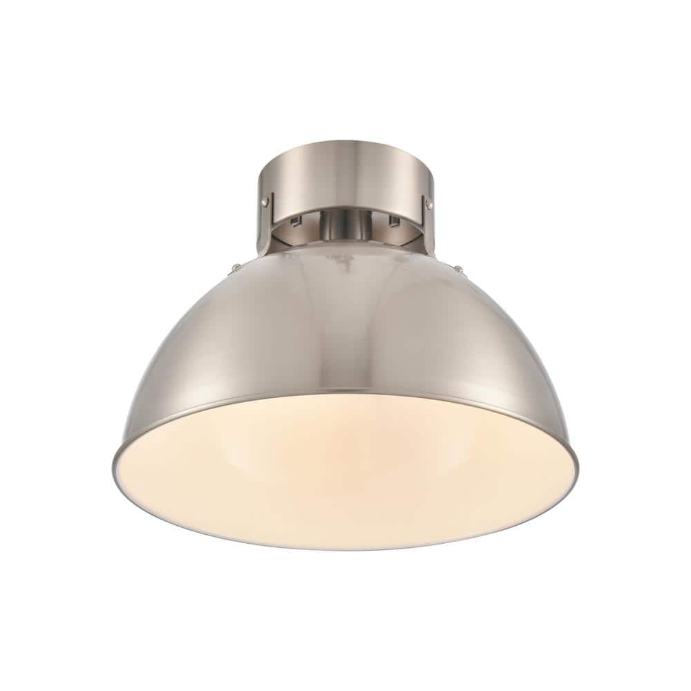 Zenith 12 in. W 1-Light Brushed Nickel Semi Flush Mount with Metal Shade - Hercitys