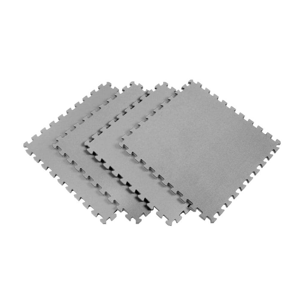 Gray 24 in. x 24 in. EVA Foam Solid Color Multi-Purpose Interlocking Tile (12-Tile) - Hercitys