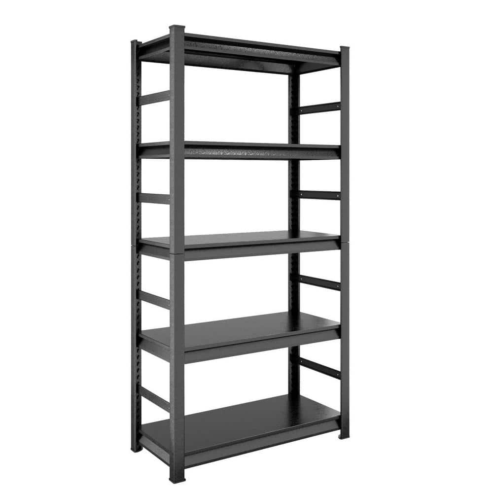 Black 5-Tier Heavy-Duty Metal Solid Storage Shelving Unit (35.4 in. W x 72 in. H x 15.7 in. D) - Hercitys