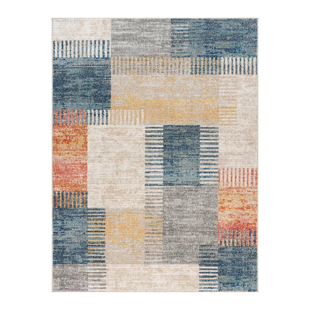 Winsor Julien Multi-Colored 5 ft. x 7 ft. Abstract Patchwork Indoor Area Rug - Hercitys