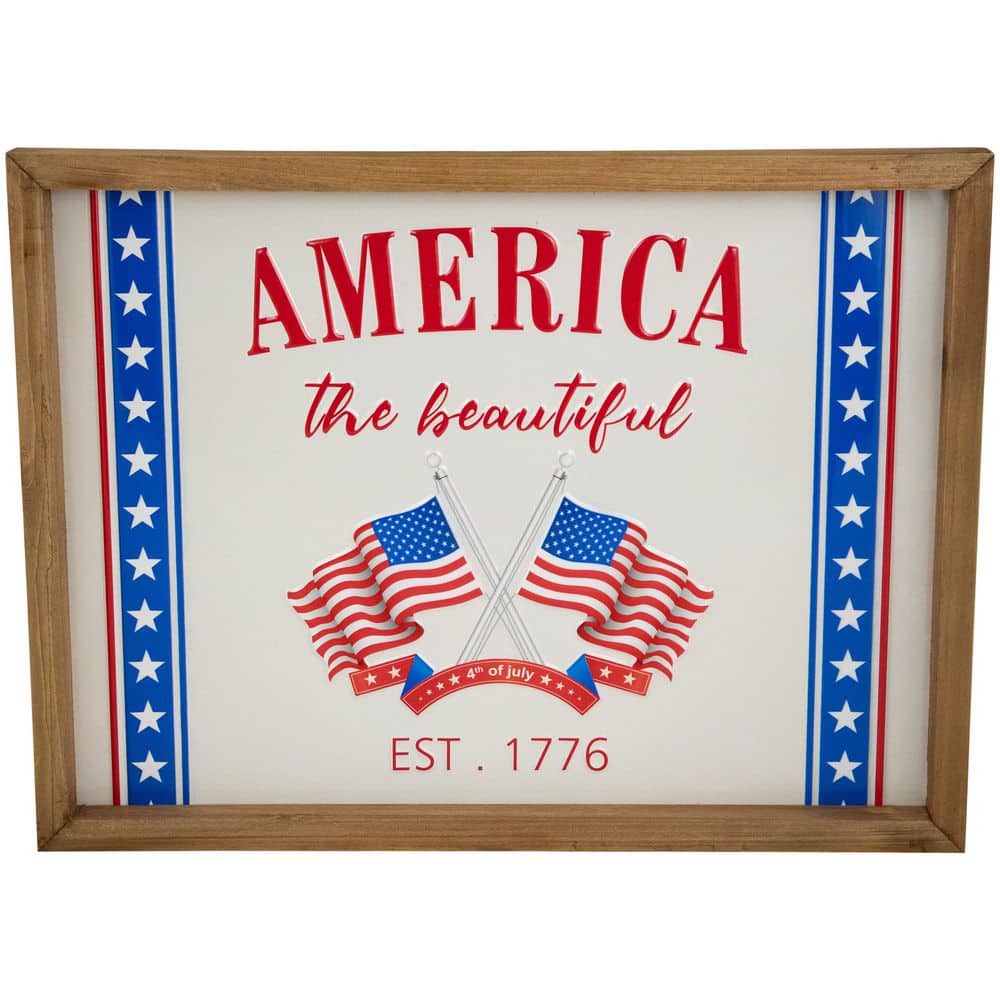 America the Beautiful Patriotic Framed Wall Sign-15.75 in. - Hercitys