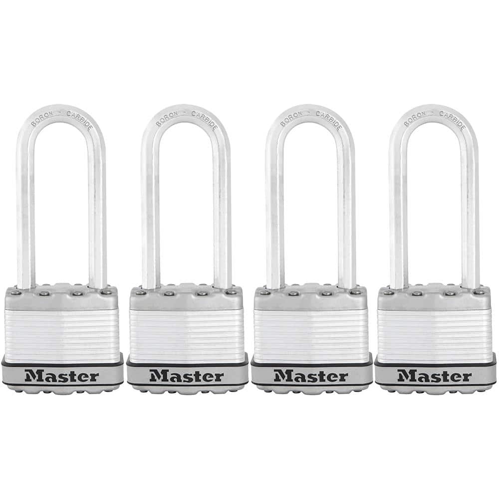 Heavy Duty Outdoor Padlock with Key, 1-3/4 in. Wide, 2-1/2 in. Shackle, 4 Pack - Hercitys