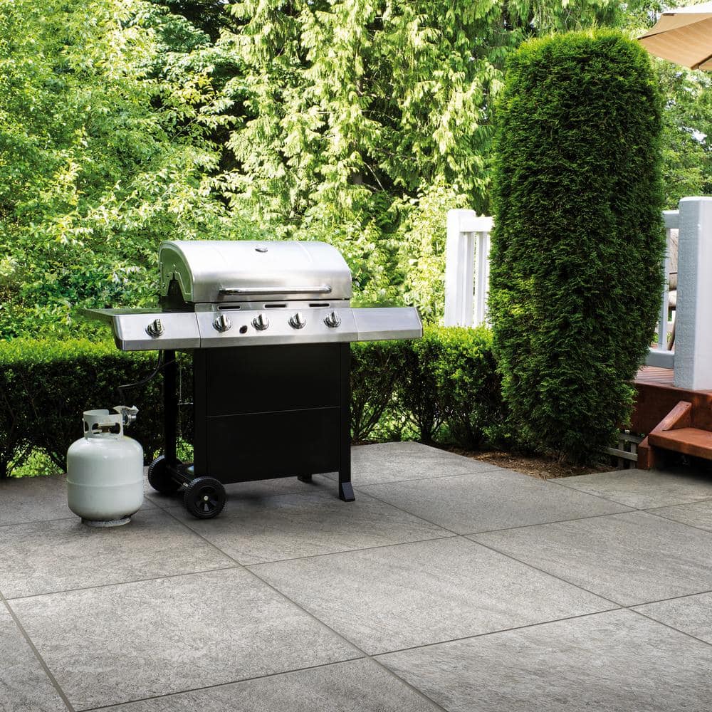 Alpe Silver 24 in. x 24 in. x 0.75 in. Quartzite Stone Look Porcelain Paver - Hercitys