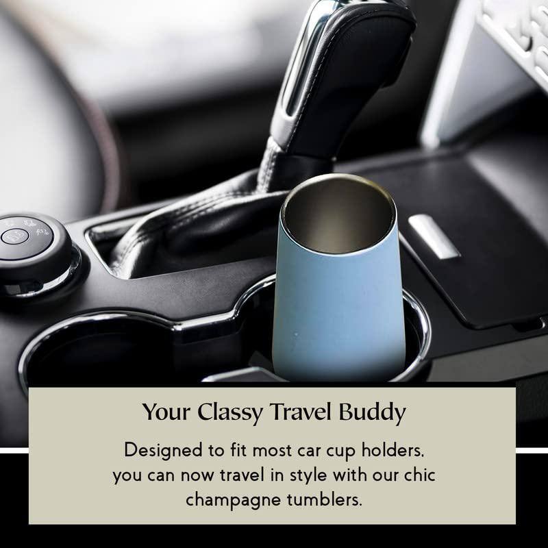 Double Walled 8 Oz. Insulated Mahogany Stainless Steel Flute Champagne Tumbler with Spill Proof - Hercitys