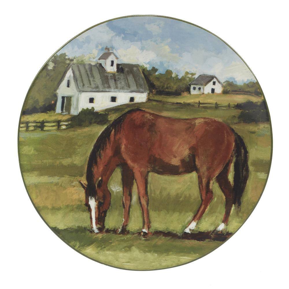 York Stables Multicolored Earthenware Dinner Plate Set Of 4 - Hercitys
