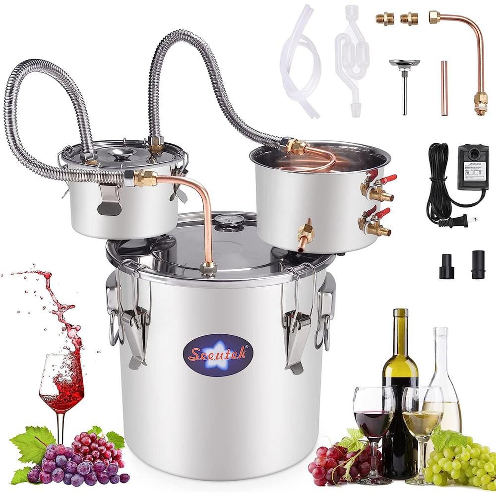 Alcohol Still 5 Gal. Stainless Steel Water Alcohol Distiller Home Brewing Kit with Thumper Keg for DIY Wine - Hercitys