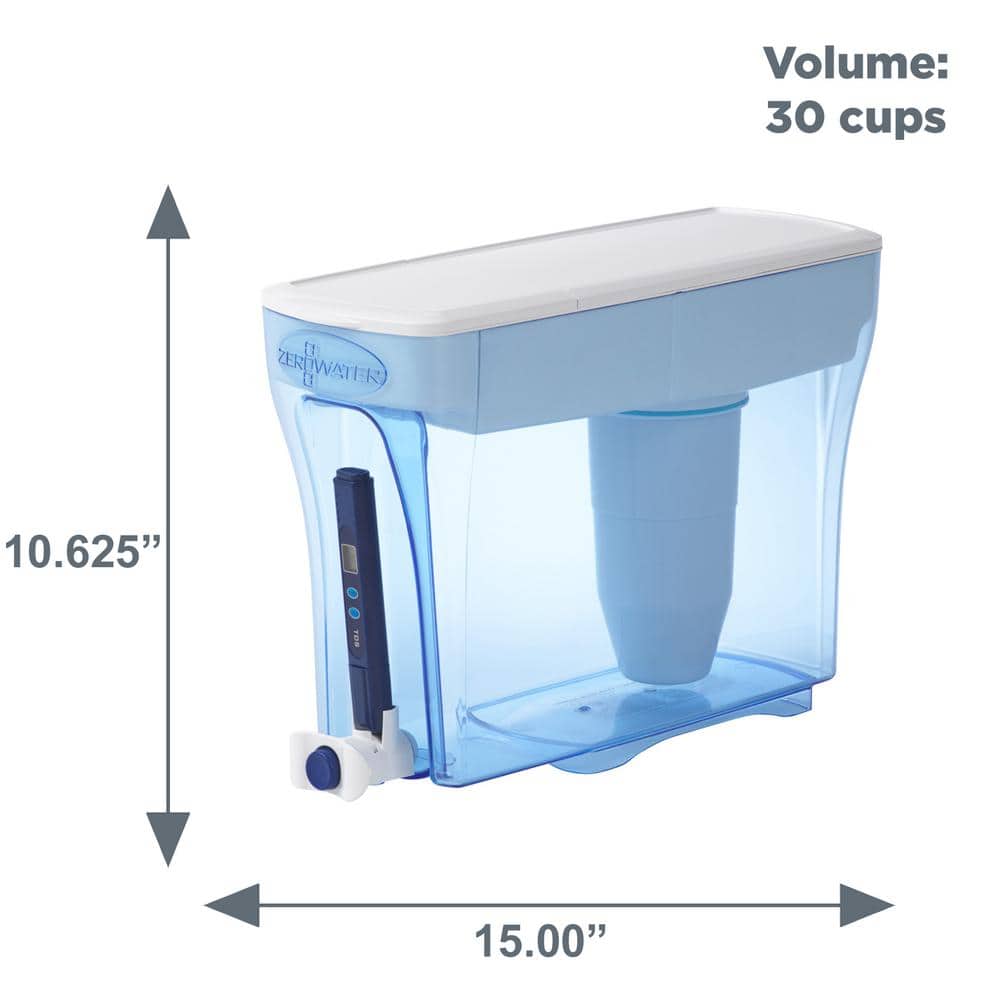 ZeroWater 30-Cup Ready-Pour- Water Pitcher Filter in Blue with Filtration System - Hercitys