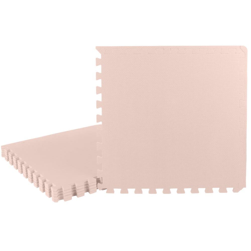 Light Pink 24 in. W x 24 in. L x 0.4 in. Thick EVA Foam Floor Tiles Play Mat-6-Pieces. Tiles, 24sq. ft./Case - Hercitys