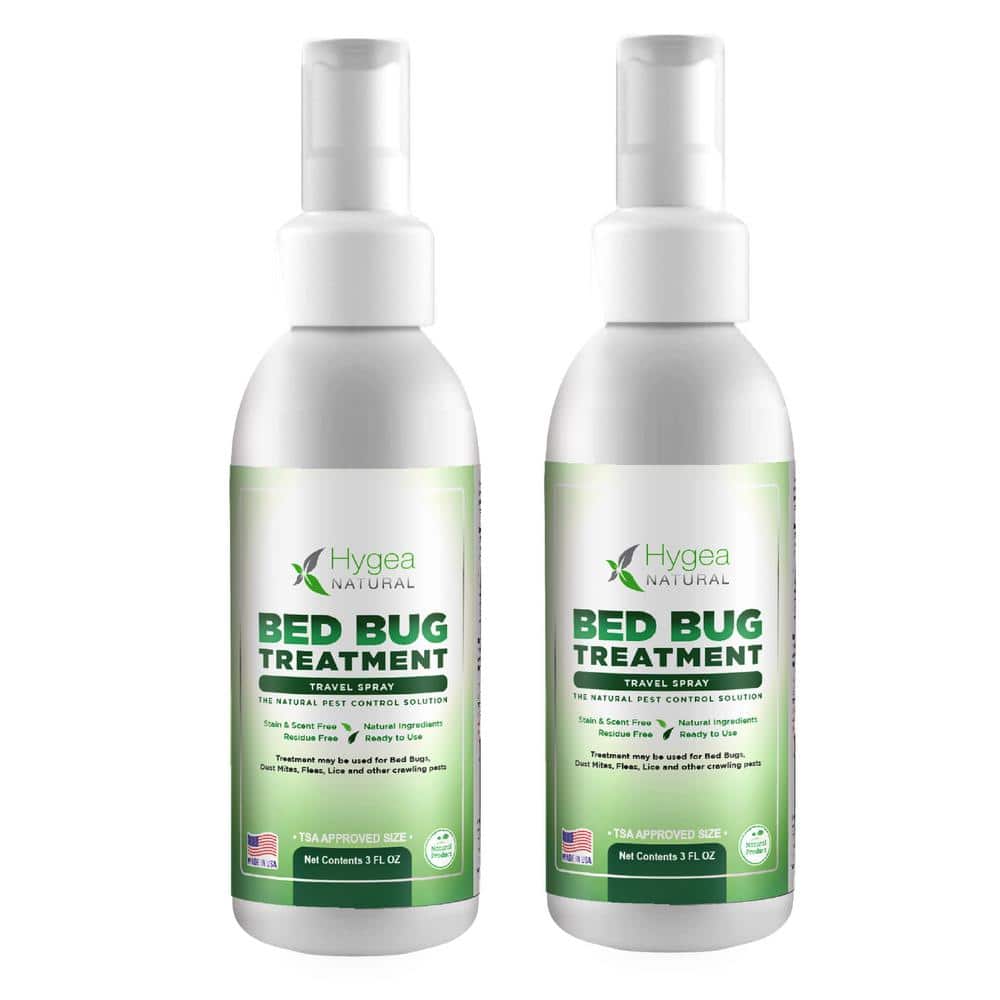 Travel Bed Bug Spray 3oz. Non Toxic, Odorless, Stainless, TSA approved size Insect Killer 2-pack - Hercitys