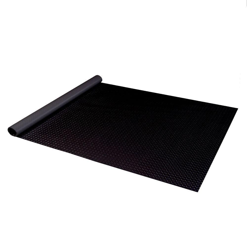 Textured Slip Resistant Diamond Plate 2 ft. x 2.5 ft. Black Vinyl Garage Flooring Roll Door Mat, 23 sizes available - Hercitys